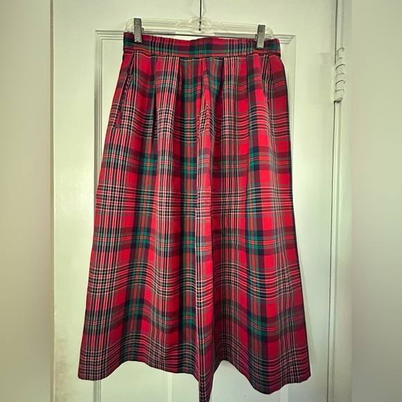 Vintage Pendleton Red and Green Plaid A-Line Skirt - Picture 1 of 5
